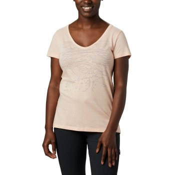 Columbia Hidden Lake V-Neck, Camiseta Rosas Para Mujer | 359471-NOL